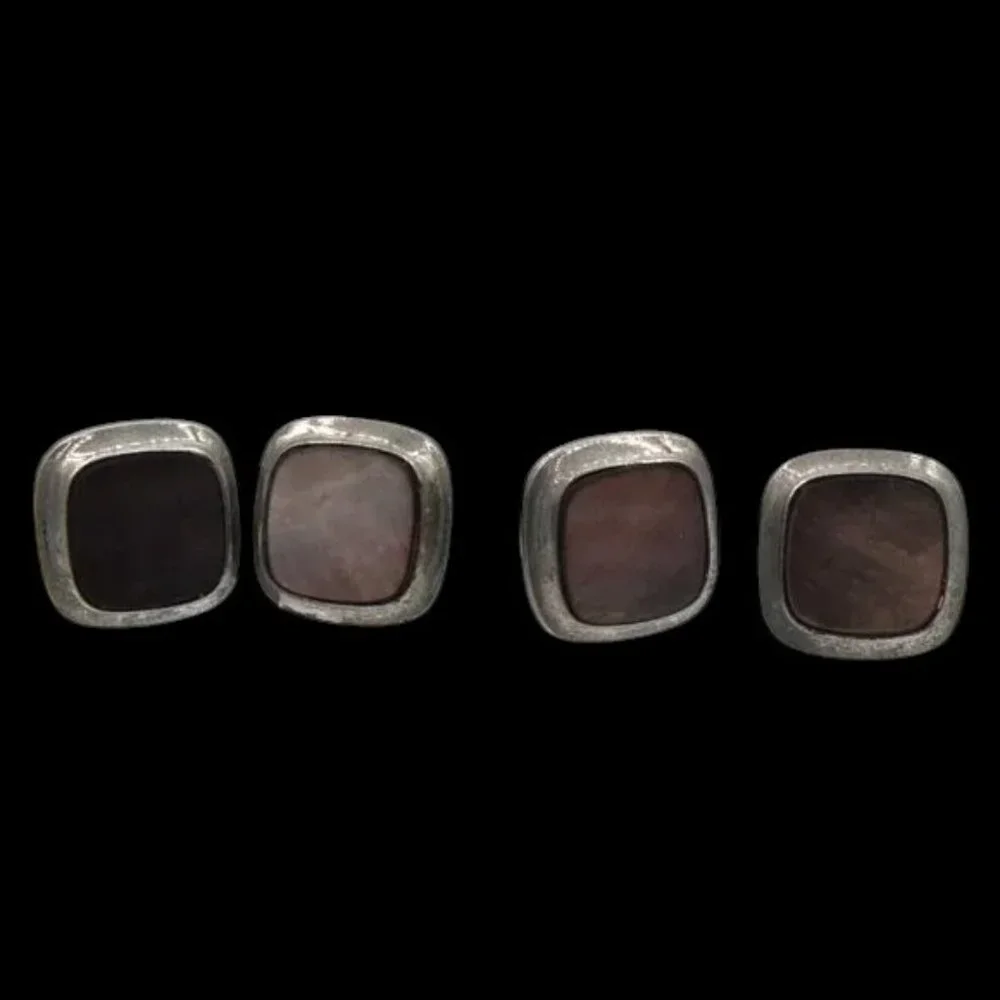 MCM Vintage Mother of Pearl Cuff Links Silver Tone